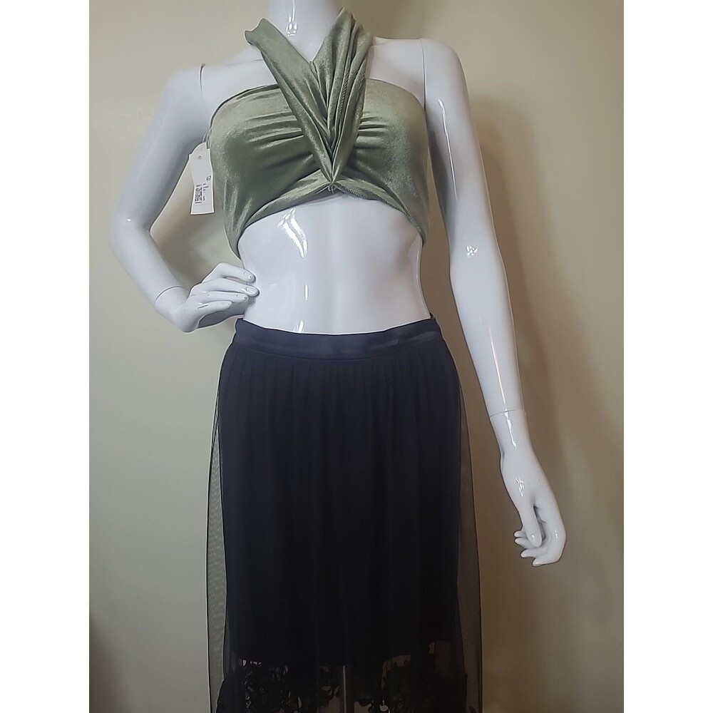 Forever 21 Green Velour Halter Top Size Small With Tags